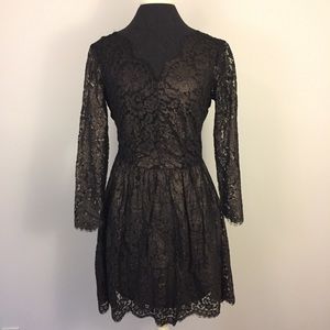Bronze and Black All-over Lace Dress NWT